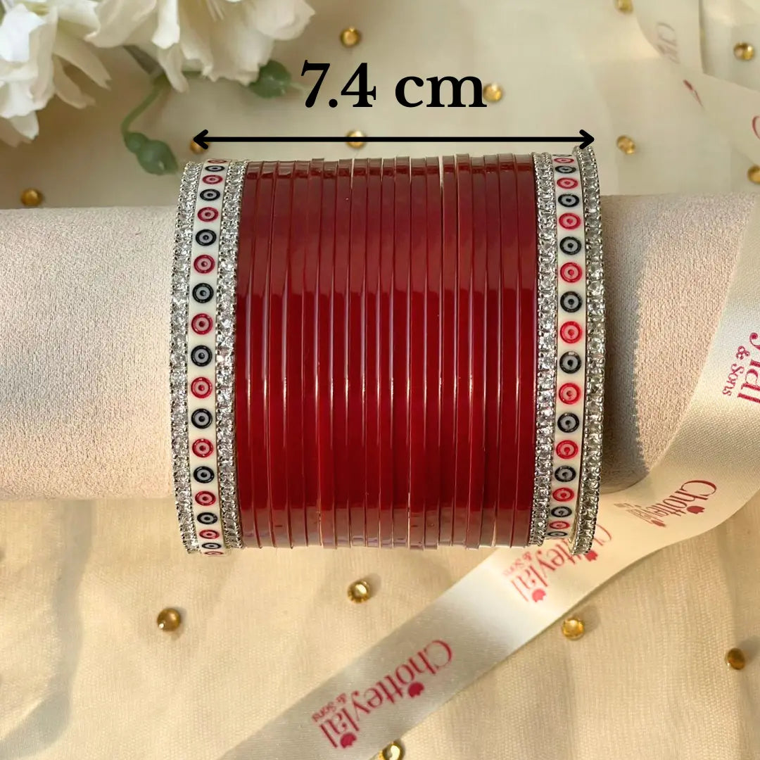 Pure Pearl Classic Heritage Diamond Maroon Chooda Set of 21