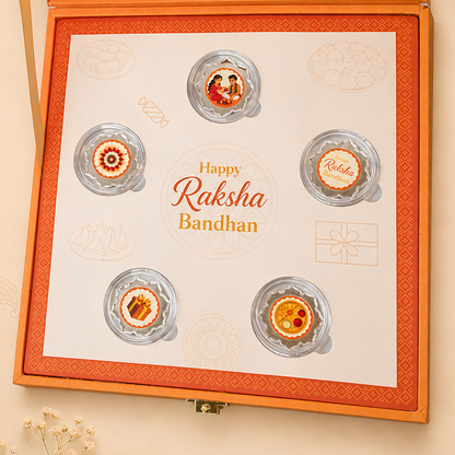999 Pure Silver Coin Rakhi Gift Box with Gift Bag
