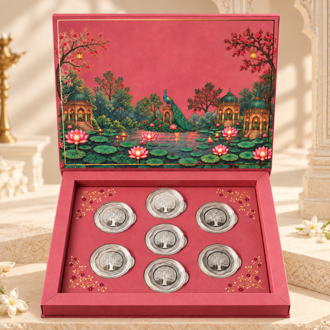 999 Pure Silver Flower Banyan Tree Coins Set of 7 | 5g Each