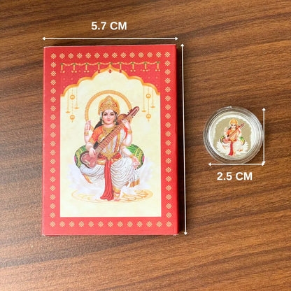 Saraswati Ji, Silver, Round Shape, 1 GM, 999 Purity Silver Coin