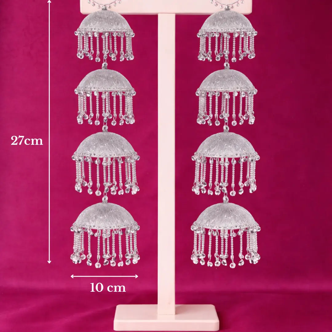 Royal Silver Triple Dome Ghungroo Motifs Bridal Kalira
