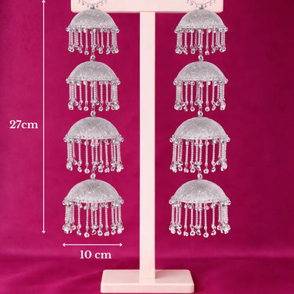 Royal Silver Triple Dome Ghungroo Motifs Bridal Kalira