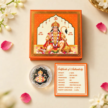 Divine Blessings Hanuman Ji 2g 999 Pure Silver Coin