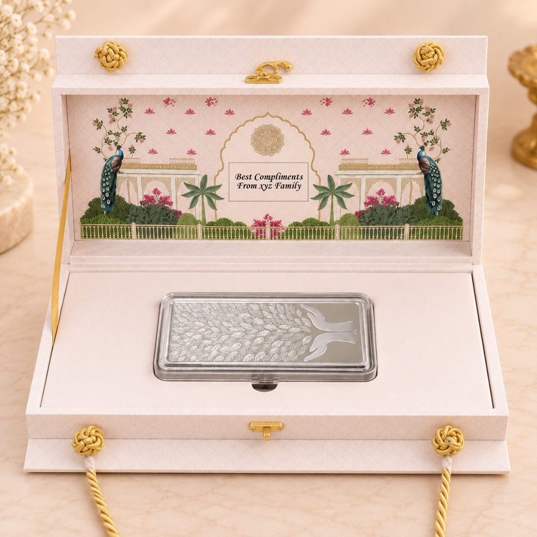 Leaf in Hand 500g Premium Banyan Tree Silver Bar with Elegant Gift Box
