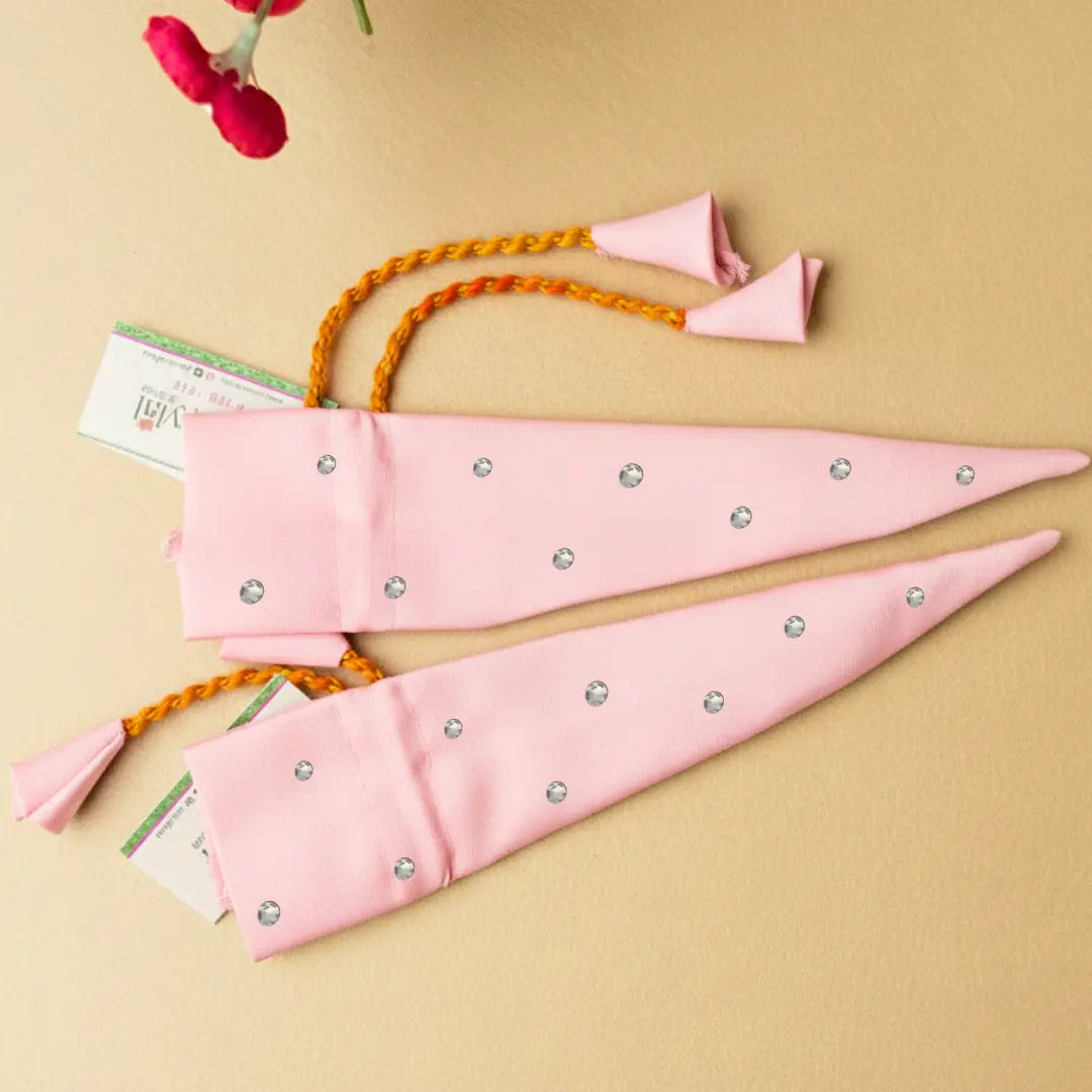 Chotteylal and Sons Heritage Baby Pink Stone Satin Heritage Mehndi Cone Holder