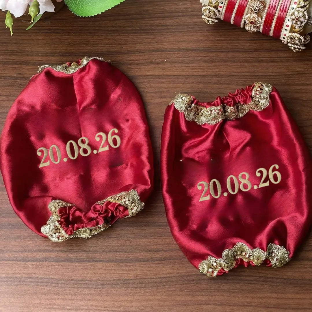 Classic Antique Customisation Maroon Bridal Chooda Cover – Date Only | Chotteylal and Sons