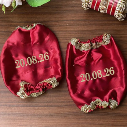 Classic Antique Customisation Maroon Bridal Chooda Cover – Date Only | Chotteylal and Sons