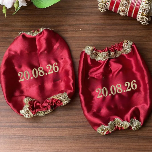Classic Antique Customisation Maroon Bridal Chooda Cover – Date Only | Chotteylal and Sons