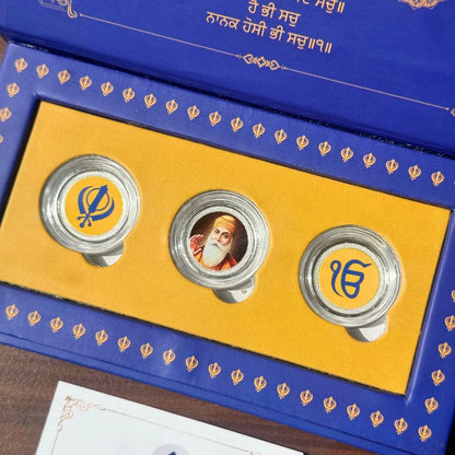 Guru Nanak Dev Ji, Sikh Silver Coins, Set of 3 Coins (1 gm Each), 999 Purity Silver Coins