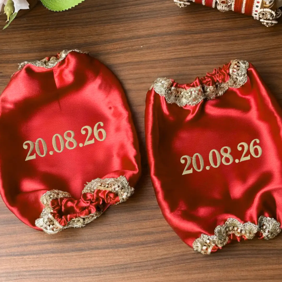 Classic Antique Customisation Classic Red Chooda Cover – Date Only | Chotteylal and Sons