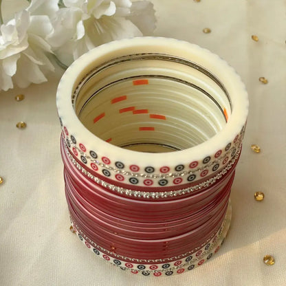 Pure Pearl Classic Heritage Diamond Dark Red Chooda Set of 21