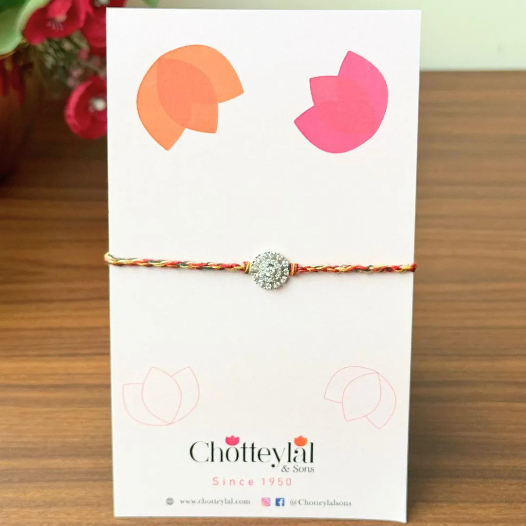 Vivid Grace – Colourful Thread Stone Rakhi for Brother