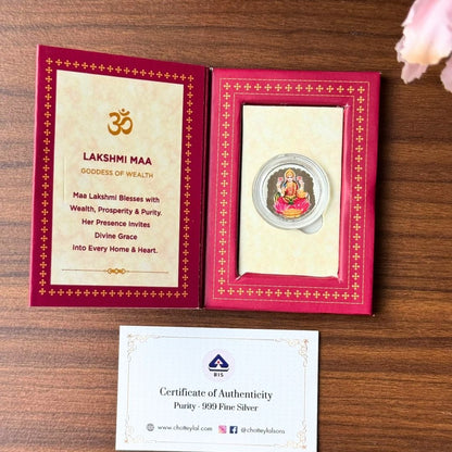 Laxmi ji, Silver, Round Shape, 1 GM, 999 Purity Silver Coin (Set of 5)