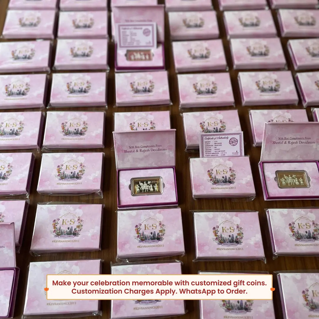 Baraati, Rose Gold Finish, Dollar Shape, Single (Multiple Weights), 999 Purity Silver Coin - Ready To Ship