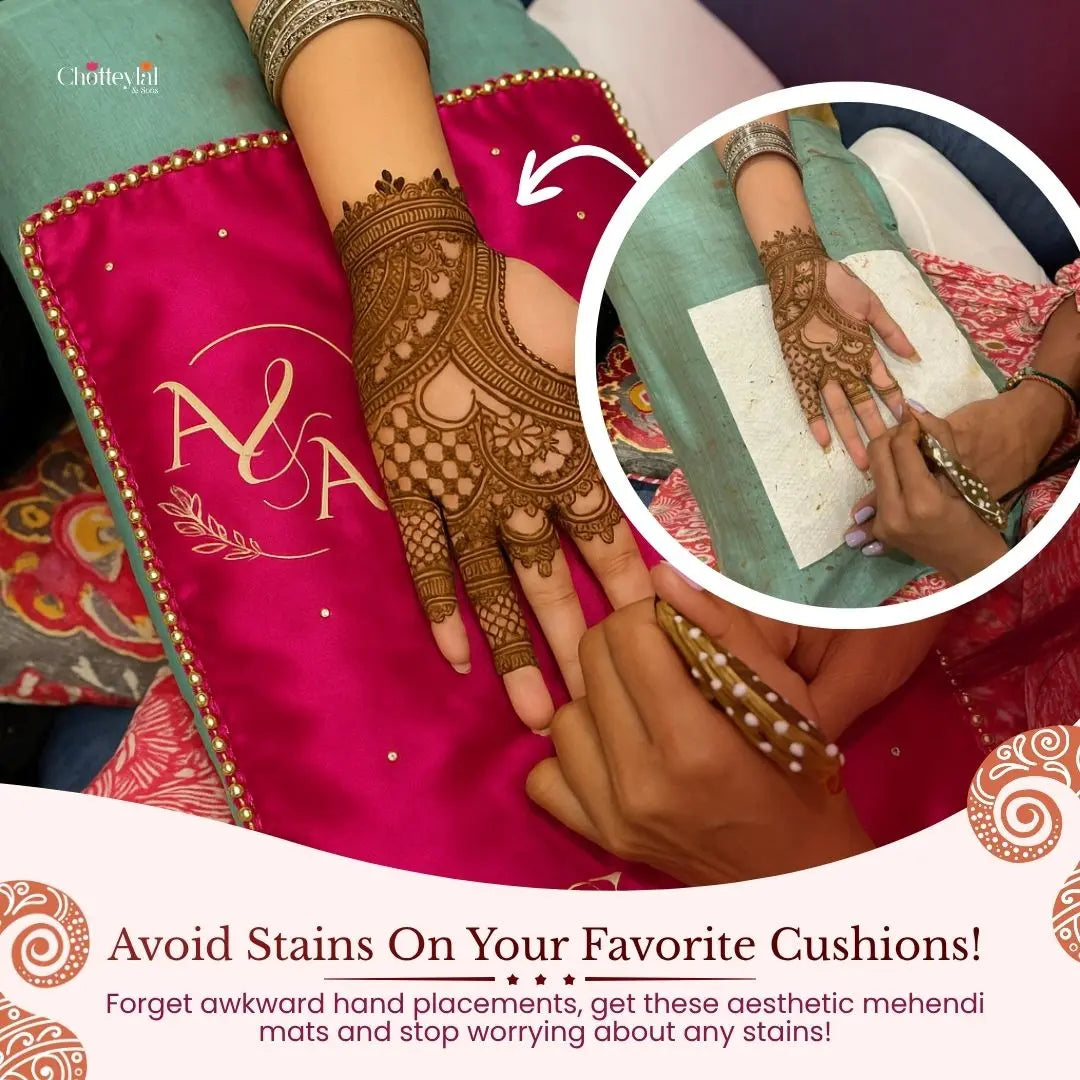 Chotteylal and Sons Dark Pink Satin Mehndi Mat with text