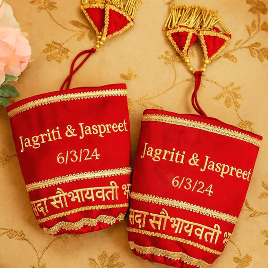 Customisable Red Chooda Cover With Sada Saubhagyavati Embroidered