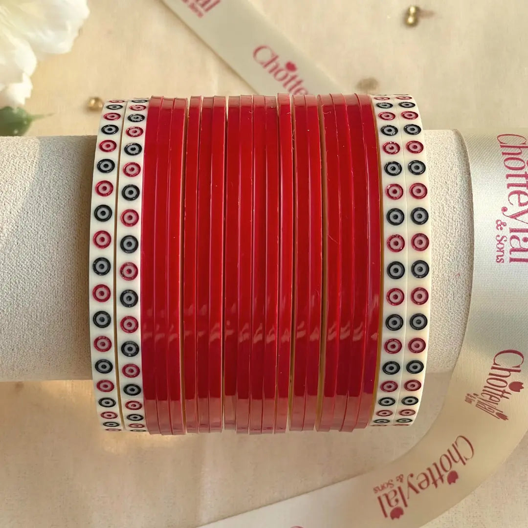 Pure Pearl Classic Heritage Diamond Maroon Chooda Set of 21