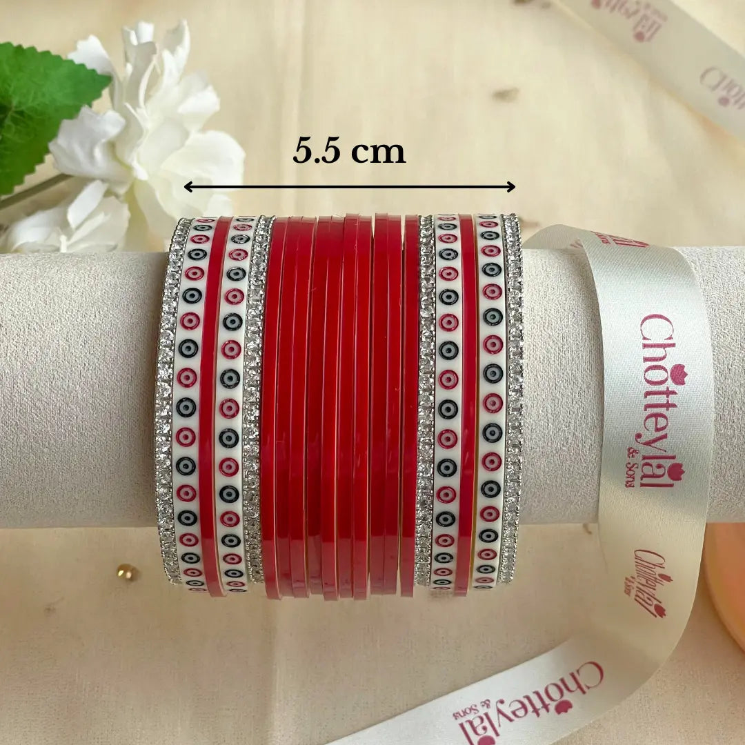 Pure Pearl Classic Heritage Diamond Dark Red Chooda Set of 15