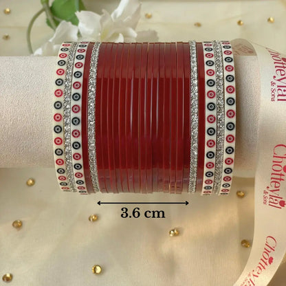 Pure Pearl Classic Heritage Diamond Dark Red Chooda Set of 21