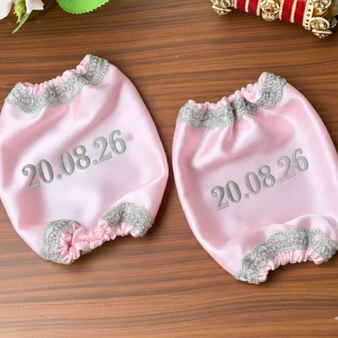 Classic Antique Customisation Baby Pink Bridal Chooda Cover – Date Only | Chotteylal and Sons
