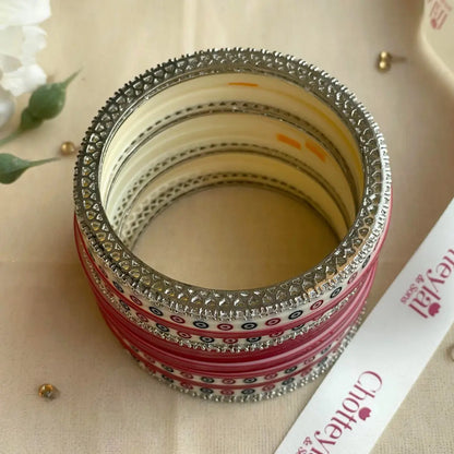 Pure Pearl Classic Heritage Diamond Dark Red Chooda Set of 21