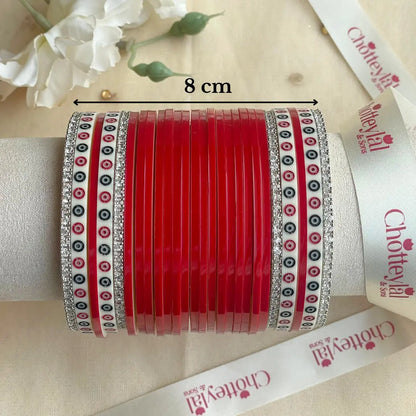 Pure Pearl Classic Heritage Diamond Dark Red Chooda Set of 21