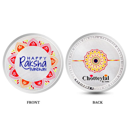 Happy Raksha Bandhan, Silver Finish, Round Shape, Single (10 Gram), Happy Rakhi Packaging, 999 Purity Silver Coin - Ready To Ship