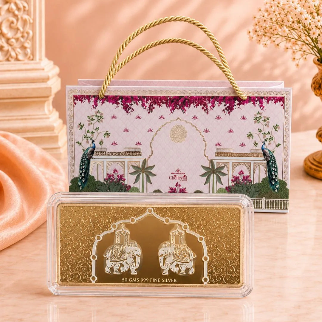 Two Elephant 50g 999 Pure Silver Coin with Premium Pink Gift Box