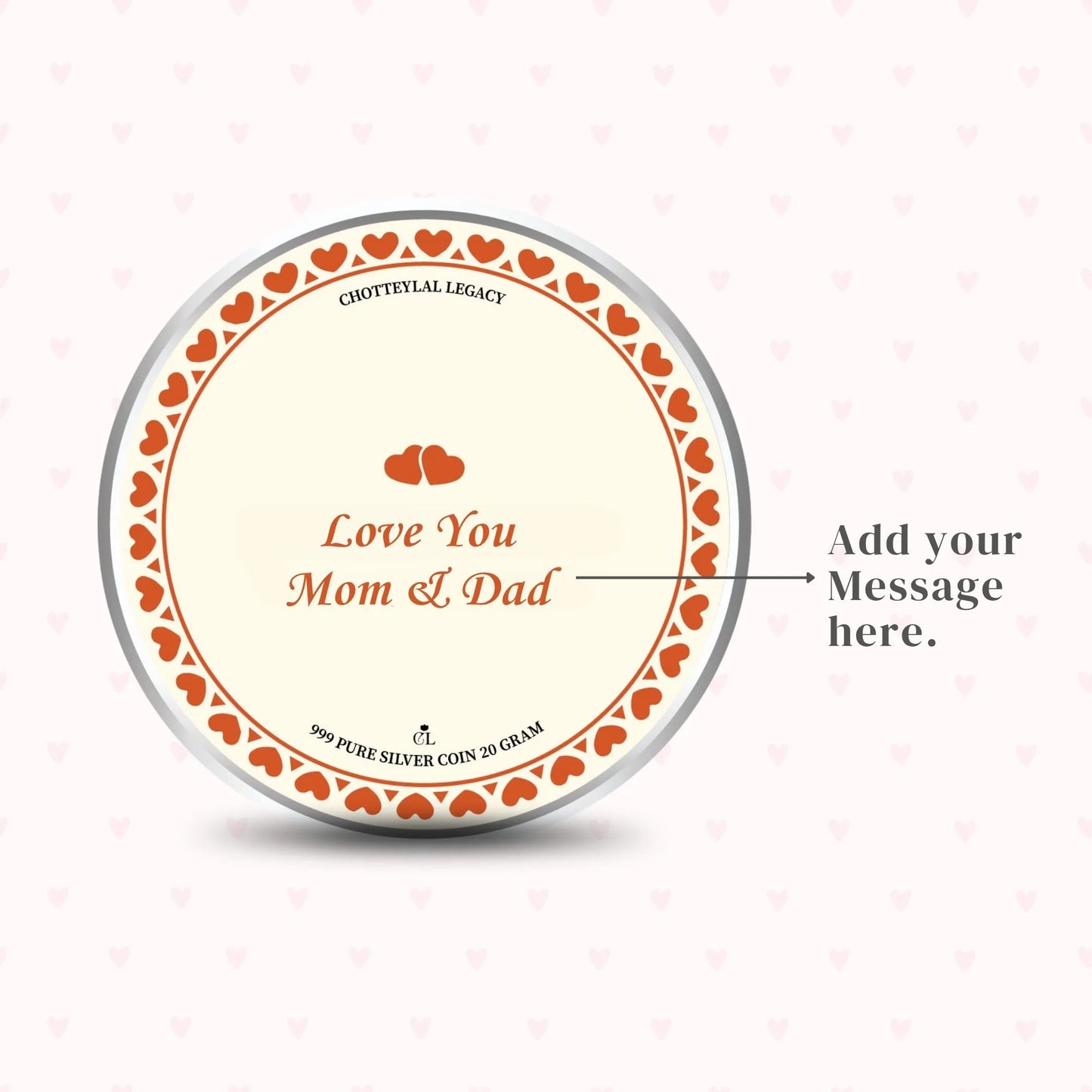 Chotteylal & Sons Customised Love You Mom & Dad Silver Coin