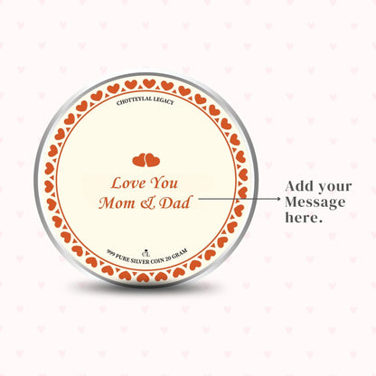 Chotteylal & Sons Customised Love You Mom & Dad Silver Coin