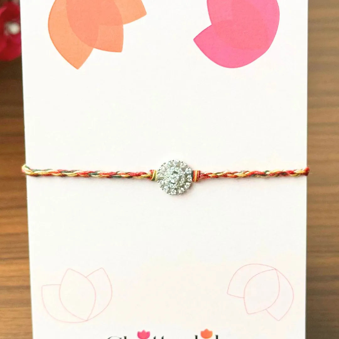 Vivid Grace – Colourful Thread Stone Rakhi for Brother