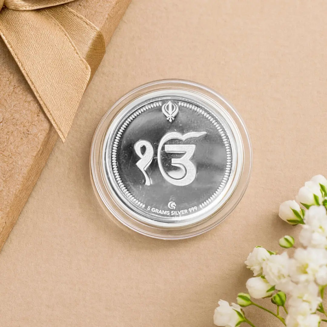 Ik Onkar, Sikh Silver Coin, Single (5 Gram), 999 Purity Silver Coin - Ready To Ship