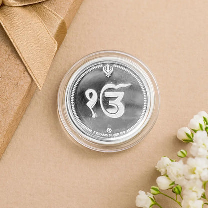 Ik Onkar, Sikh Silver Coin, Single (5 Gram), 999 Purity Silver Coin - Ready To Ship