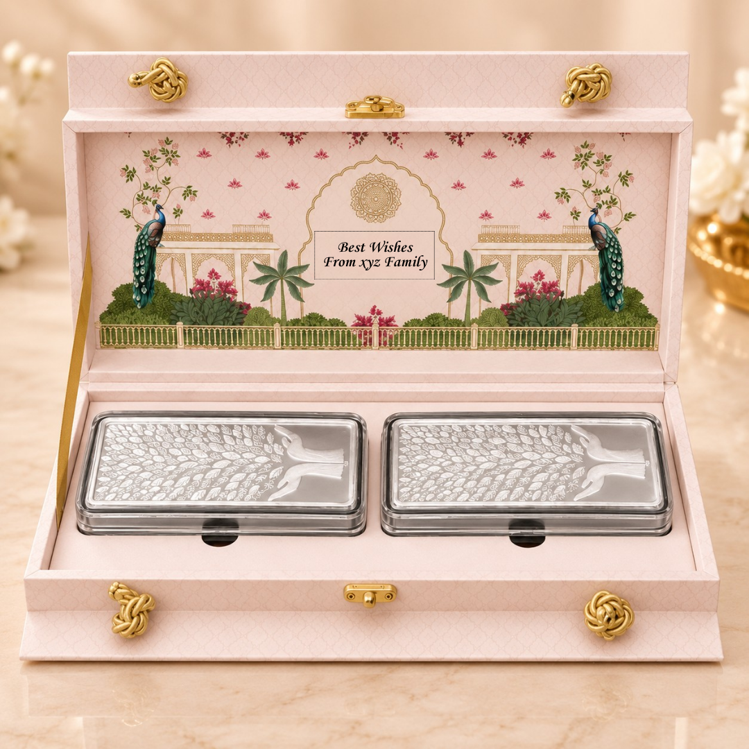 Leaf in Hand 1 Kg Premium Banyan Tree Silver Bar Set of 2 {500g Each}