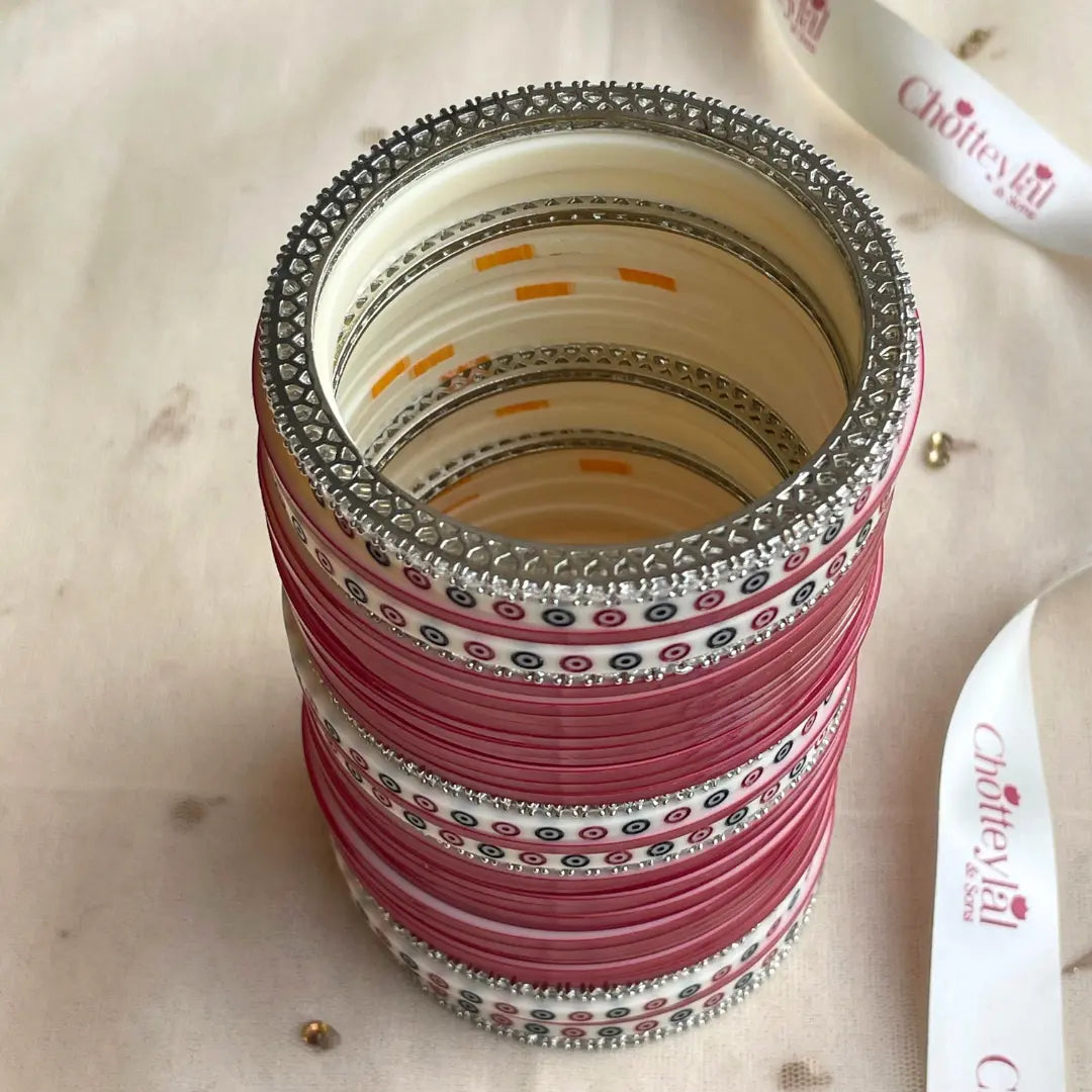 Pure Pearl Classic Heritage Diamond Dark Red Chooda Set of 31