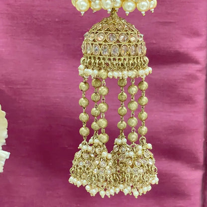 Dull Gold Oxidised Tassel Ends Bridal Kaleera