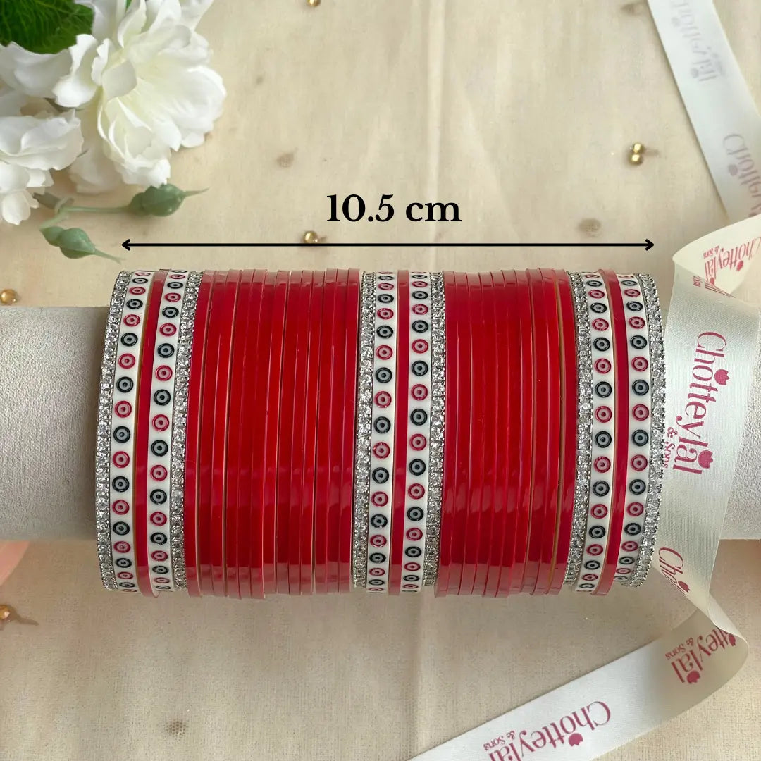 Pure Pearl Classic Heritage Diamond Dark Red Chooda Set of 31