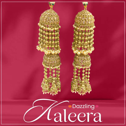 Dull Gold Oxidised Tassel Ends Bridal Kaleera