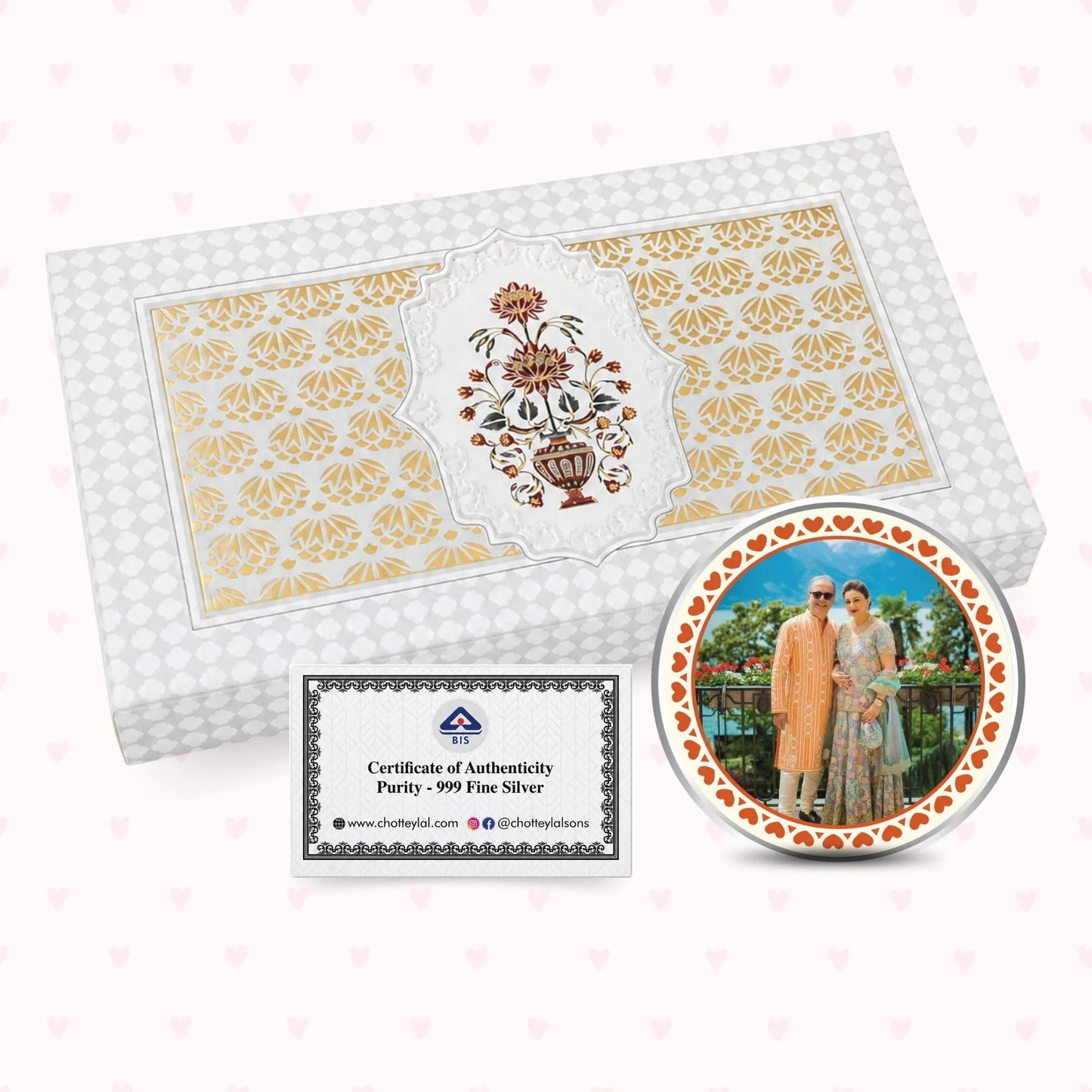 Chotteylal & Sons Customised Love You Mom & Dad Silver Coin