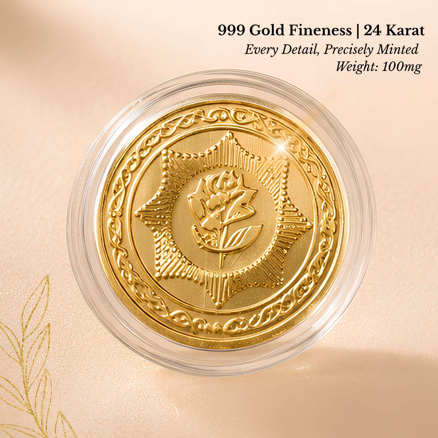 100mg Gold Rose Coin – Luxury Floral Gift Box