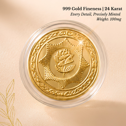 100mg Gold Rose Coin – Luxury Floral Gift Box
