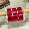 Deep Red Bridal Chuda Set With Pearl Bangles