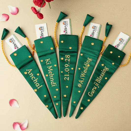 Green Mehendi Cone Cover -  Customise Name, Text, Initials, Etc.