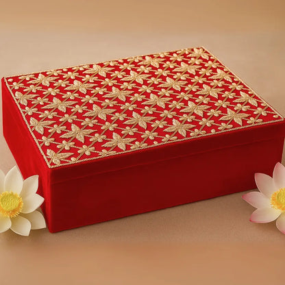 Velvet Chooda Box With Patterned Design - Customize Logo, Names, Dates, etc.