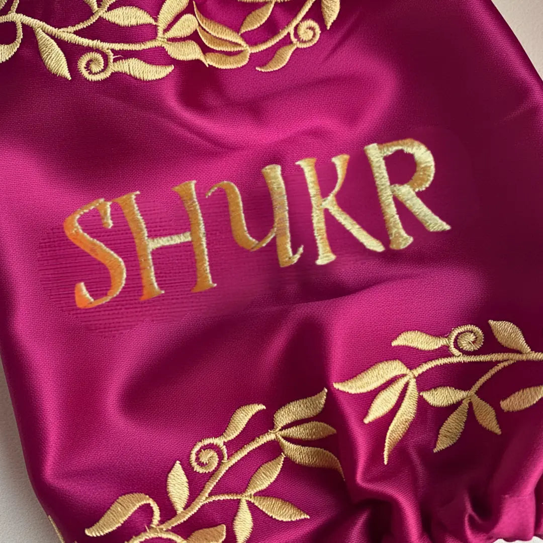 Sabr Shukr Pink Chooda Cover – Soft Satin Bridal Chooda Accessory