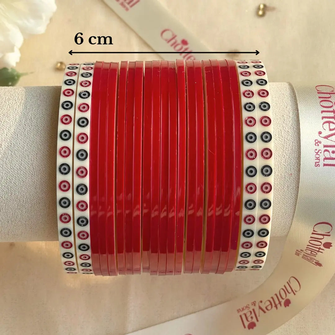 Pure Pearl Classic Heritage Diamond Maroon Chooda Set of 21