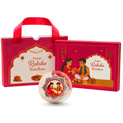 Premium Rakhi Silver Coin Gift Box with Carry Bag
