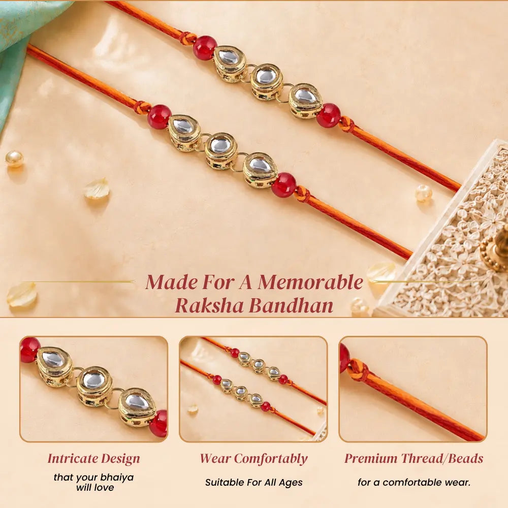 Classic Kundan Mens Rakhi - Set of 2