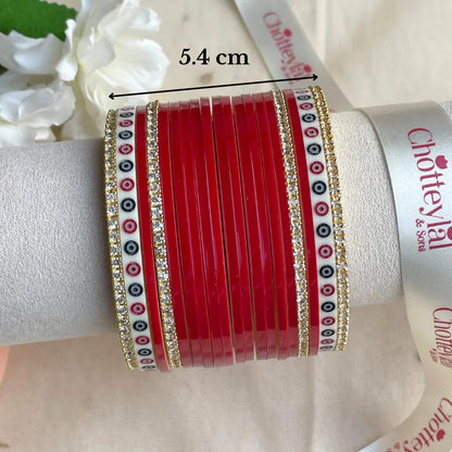 Pure Pearl Classic Heritage Diamond Dark Red Chooda Set of 15