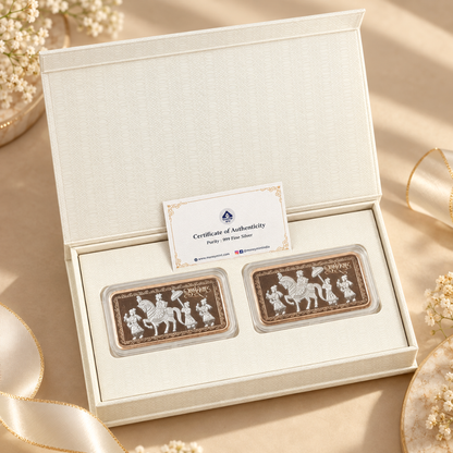 Baraati Design, Rose Gold Finish, Dollar Shape, White Box - Set of 2 Coins (20 g Each, Total 40 g)